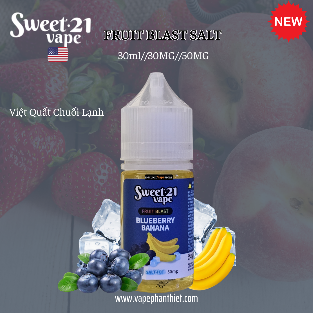 Sweet.21 Salt Việt Quất Chuối Lạnh 30ml 30MG-50MG